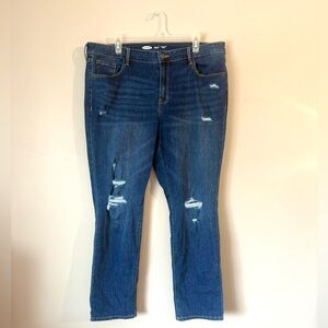 Old Navy Medium Wash Distressed Power Slim Straight Jeans - Size 16
